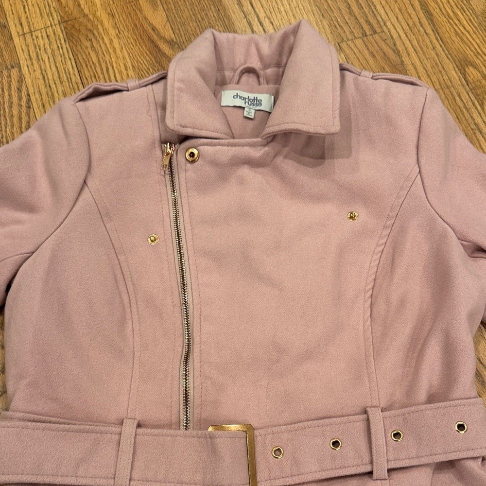 Y2K Charlotte Russe Pink Belted Trench Coat Small - Picture 5 of 9